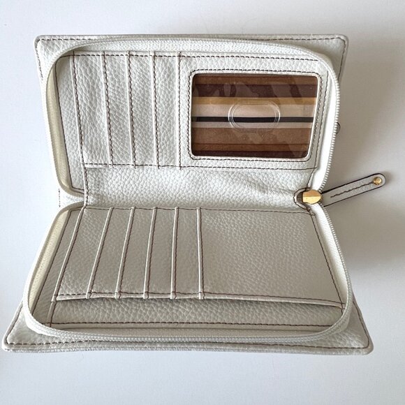 Tignanello Perfect Pockets Organizer Leather Crossbody, Cream, Detachable Strap - Picture 10 of 15